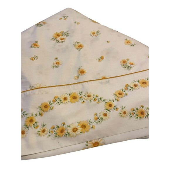 Cannon Muslin Sheet No Iron Full Flat Shasta Daisy Pattern Vintage - Picture 2 of 5